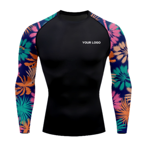 "Men's Anti UV Rash Guard Long Sleeve Swim Shirt Sublimated Polyester Spandex Quick Dry <b>Surfing</b> Beach Wear OEM ODM Wholesale" - Product Image 3