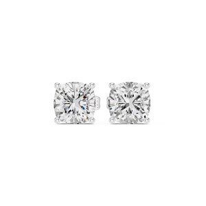 Solid 14k White Gold Stud Earrings Comes With Brilliant <b>Cushion</b> Cut Prong Setting Custom Stud Lab Diamond Earring For Women - Product Image 1