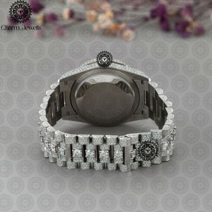 Reloj de Lujo para Mujer Charm Jewells, Acero Inoxidable, Caja Redonda de 36 mm, Detalles de Diamantes, Cristal de Zafiro, Movimiento Analógico de Cuarzo - Product Image 4