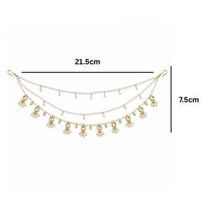 Cadena para el Cabello con Cuentas de Cristal Kundan y Perlas para Mujer, Moda Étnica para Bodas - Product Image 3