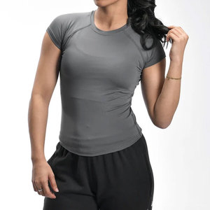 Camiseta Deportiva de Poliéster con Logotipo Personalizado, Superventas, para Mujer, Ropa de Verano, Transpirable, Elástica en Cuatro Direcciones, Compresión, Absorbe el Sudor - Product Image 1