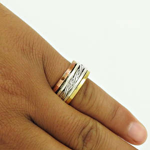 Anillos Anchos Irregulares de Diseño con Pliegues y Trenzado, Precio al por Mayor, Joyería Bohemia Hecha de Plata de Ley 925 - Product Image 2