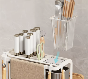 Organisateur d'évier télescopique magnétique double niveau OEM/ODM Vietnam avec égouttoir et étagère de rangement pour torchons - Product Image 3