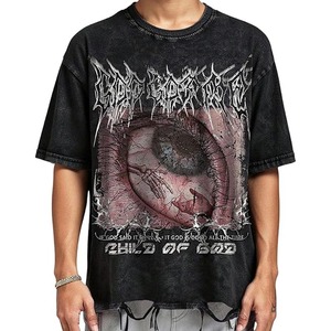 T-shirt vintage de haute qualité pour homme, imprimé numérique, effet vieilli, style streetwear américain, tee-shirt oversize de créateur - Product Image 1