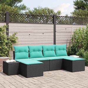 Ensemble de canapés de jardin en polyrotin noir avec coussins, collection de meubles d'extérieur - Product Image 1
