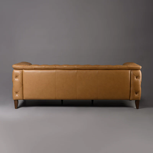 Canapé Chesterfield moderne de luxe à trois places en cuir véritable pour salon, meuble d'appoint de qualité supérieure - Product Image 4