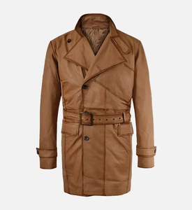 Wholesale Price Woolen Leather Coat for <b>Men</b> Winter Hot Selling Customized Outdoor Overcoat <b>Long</b> Sleeve Thick Anti-Wrinkle - Product Image 5