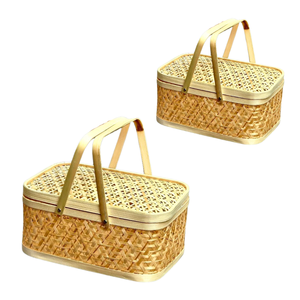 Panier-cadeau en bambou personnalisable, panier à fruits, emballage cadeau et décoration intérieure, artisanat vietnamien - Product Image 1