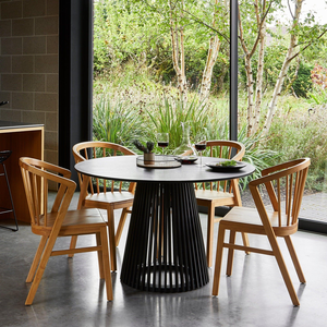 Silla de Comedor de Diseño Minimalista con Respaldo de Espiga Geométrica Contemporánea, Asiento de Madera Maciza de Alta Gama - Product Image 5