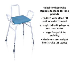 Height <b>Adjustable</b> Traditional Design Perching <b>Stool</b> with Padded Seat Safety Arms and Metal Back for Home Furniture - Product Image 4