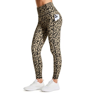 High Waist Leopard Print <b>Leggings</b> <b>Women</b> Full Length Seamless Knitted Sporty Yoga Pants Stretch Breathable <b>Compression</b> Activewear - Product Image 3