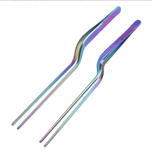 Nonstick Coated 20cm Chef Plating Tweezers Stainless Steel Anti-Slip Dishwasher Safe Offset Kitchen Tongs Precision <b>BBQ</b> Serving - Product Image 6