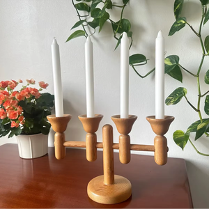 Candélabre porte-bougie à 4 bras, style nordique scandinave, décoration moderne minimaliste pour la maison, centre de table, support pour bougies coniques - Product Image 6