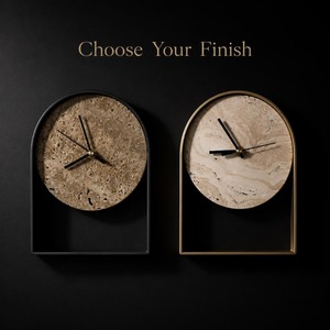 Minimalist Metal Marble Desk <b>Clock</b> Circular Brass Frame Silent Quartz Movement Needle Display - Product Image 6
