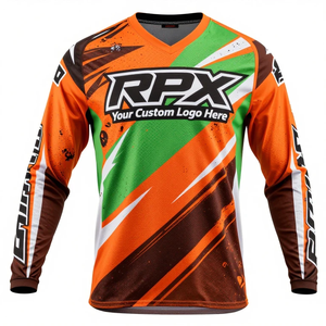 Camiseta de Motociclismo de Manga Larga para Hombre, Color Naranja y Verde, con Logotipo Personalizado, de Secado Rápido, de Poliéster, para Motocross, para Adultos - Product Image 4