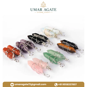 จี้หินคริสตัลธรรมชาติทรงแหลม พร้อมฝาครอบเงิน สร้อยคอคริสตัลทรงแหลม เหมาะสำหรับเป็นของขวัญและงานปาร์ตี้ - Product Image 3