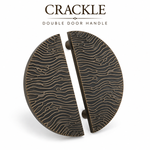 CRACKLE DOUBLE <b>DOOR</b> HANDLE HALF MOON CABINET PULL FURNITURE KNOB MODERN BRONZE FINISH DURABLE EASY INSTALLATION <b>WARDROBE</b> KRISHU - Product Image 1
