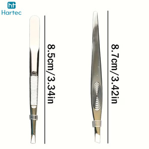 Ensemble de pinces à épiler de précision en acier inoxydable, pour le modelage des sourcils et l'élimination des poils incarnés, avec pointes inclinées et courbées - Product Image 2