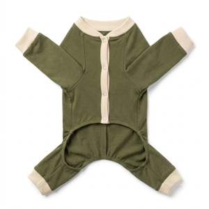 Combinaison pour chien en coton vert uni, confortable et élégante, idéale pour les pugs, toutes saisons - Product Image 4