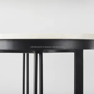 Modern <b>Round</b> Marble Top <b>Side</b> <b>Table</b> with <b>Black</b> Metal Frame for Living Room Indoor Furniture Decoration - Product Image 4