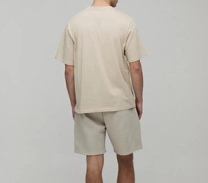 T-shirt décontracté en coton uni à col rond et manches courtes pour homme, 210g, avec logo personnalisé tricoté et imprimé par transfert thermique - Product Image 5