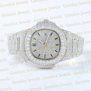 Alta calidad Pass Diamond Tester Cushion Dial D VVS Totalmente helado Moissanite Diamond Auto Date Hip Hop Watch para hombres - Product Image 2