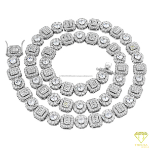 สร้อยคอแฟชั่นแบบ Iced Out ประดับเพชรทรงกลมและสี่เหลี่ยม หรูหรา สไตล์ฮิปฮอป สำหรับผู้ชายและผู้หญิง ขายส่ง สร้อยคอสุดฮิต - Product Image 2