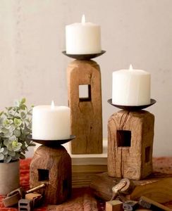 Solid Mango Wood Candle Stand Modern Decorative Candle <b>Holder</b> for Dining Table Living Room Home Interior Decor - Product Image 5