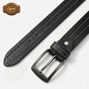 Ceinture en cuir de vachette véritable de haute qualité pour homme avec boucle en acier allié – Ceinture décontractée réglable style polo, fabrication directe OEM - Product Image 6