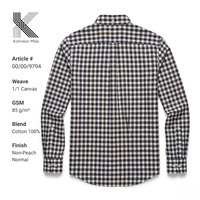 Kemeja Pria 100% Katun 85GSM Kain Kanvas Tenun Motif Kotak-kotak Ringan Kemeja Musim Panas Pemasok Pakaian Kustom Grosir