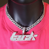 Collier pendentif Hip Hop en argent 925 plaqué or rose avec diamant Moissanite glacé taille brillant, breloque lettre 'Lack', unisexe, pour soirée
