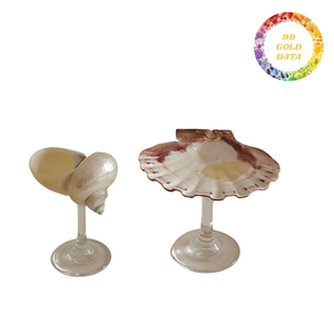 Copa de vino hecha a mano en Vietnam con conchas marinas para decoración de hogar y spa con estilo playero - Product Image 4