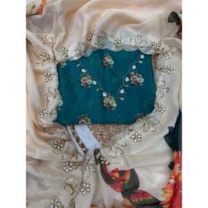 Diseñador floral hecho a mano Sari elegante vestido de novia con aspecto de fiesta - Product Image 6