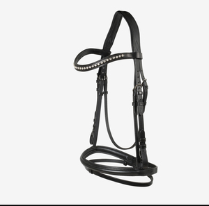 Accesorio de equitación hecho a mano de cuero genuino estilo englés con logotipo personalizado para doma y salto. - Product Image 1