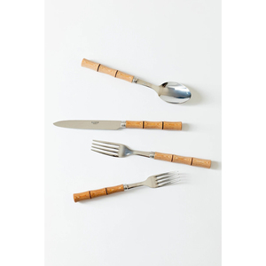 Juego de cubiertos de acero inoxidable de alta calidad con mango de madera, juego de cubiertos plateados con acabado pulido espejo para el hogar, cocina, restaurante, vajilla. - Product Image 3