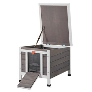 Casa para Gatos Resistente a la Intemperie con Puertas de PVC, Refugio para Gatos Salvajes, para Múltiples Gatos, Casa de Madera para Gatos y Conejos - Product Image 1