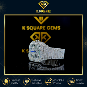 Fournisseur en gros de haute qualité vendant une nouvelle montre à quartz de luxe automatique analogique VVS carrée avec mouvement diamanté, en promotion - Product Image 3