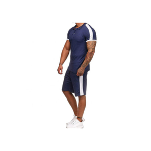 Ensemble polo et short pour homme, tenue de sport d'été, ensemble deux pièces, vêtements de sport décontractés, vêtements de sport personnalisés, logo personnalisé, vêtements de sport unis - Product Image 3