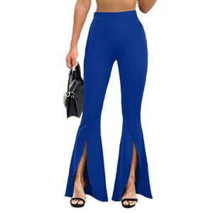 Pantalones acampanados suaves y elásticos, elegantes para el día a día con un look moderno y elegante, pantalones acampanados de cintura alta para mujer. - Product Image 2