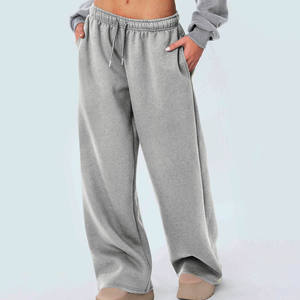 <b>Women's</b> Wide Leg Fleece Sweatpants Mid Waist Drawstring Solid Color Casual Loose Fit Full Length Winter Breathable Quick Dry - Product Image 5