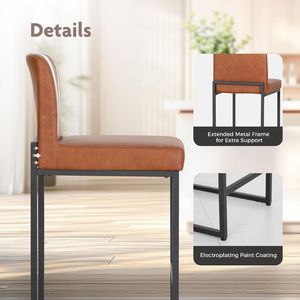 <b>Bar</b> <b>Stools</b> Set of <b>2</b> with Backrest, PU Leather Counter Height <b>Bar</b> Chairs with Footrest, Metal Frame for Kitchen Island Home <b>Bars</b> - Product Image 2