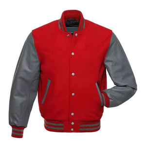 Bomber jacket <b>men</b> High quality Fleece Custom chenille embroidery leather sleeve baseball letter man jacket - Product Image 1