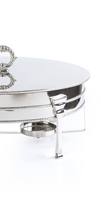 Plat de service ovale de luxe en acier inoxydable pour buffet, chauffe-plats professionnel avec couvercle orné et poignée, vente en gros