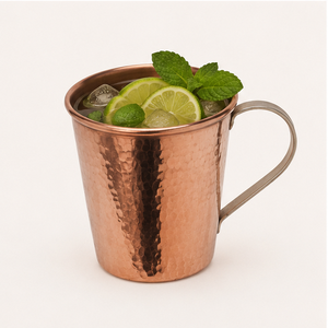 Pure Hammered Copper Moscow Mule Mug Artisanal <b>Drinkware</b> for Cocktails and Beer Solid Copper Handle Antique Finish Barware - Product Image 2