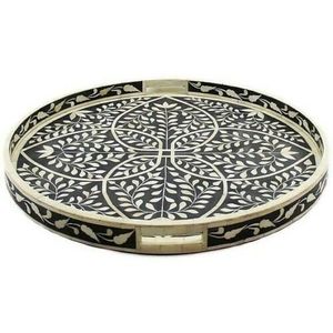 Bandeja de consola con incrustaciones de hueso artesanal de primera calidad, bandeja decorativa hecha a mano exquisita - Product Image 4