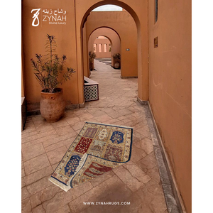 Alfombra de Oración Islámica Hecha a Mano con Diseño de Patchwork, Lana Persa y Seda, con Motivos Florales, para Mezquita, Namaz, de Pelo Corto, para el Hogar y Viajes - Product Image 5