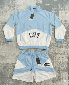 ชุดเซ็ตเสื้อแจ็คเก็ตและกางเกงขาสั้น Rexfit Sports สำหรับผู้ชาย ผ้าไนลอนกันลม ซิปเต็มตัว เหมาะสำหรับฤดูร้อน ชุดวอร์ม ขายส่ง - Product Image 5