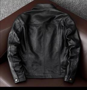 Veste de camionneur en cuir véritable noir pour homme, style vintage Cafe Racer - Product Image 2