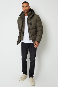 Nouvelle veste matelassée pour homme avec logo personnalisé, capuche réglable et fermeture éclair, idéale pour l'hiver, très chaude. - Product Image 2
