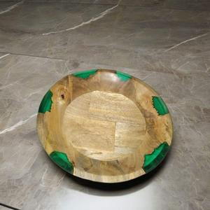 Bol de service artisanal en bois et résine avec 2 cuillères pour salades, fruits et vaisselle – Bol de service de luxe pour la maison et la cuisine - Product Image 6